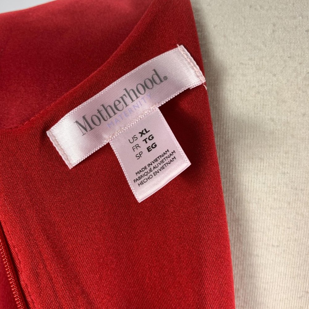 Motherhood Maternity XL Red Dress Career Formal Sheer Sleeve Knee Length - Picture 7 of 7